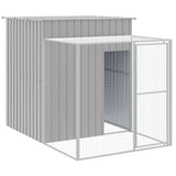 Chicken Cage with Run Light Grey 165x251x181 cm Galvanised Steel - Front View