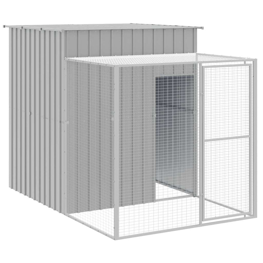 Chicken Cage with Run Light Grey 165x251x181cm Galvanised Steel
