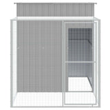 Chicken Cage with Run Light Grey 165x251x181 cm Galvanised Steel - Side View