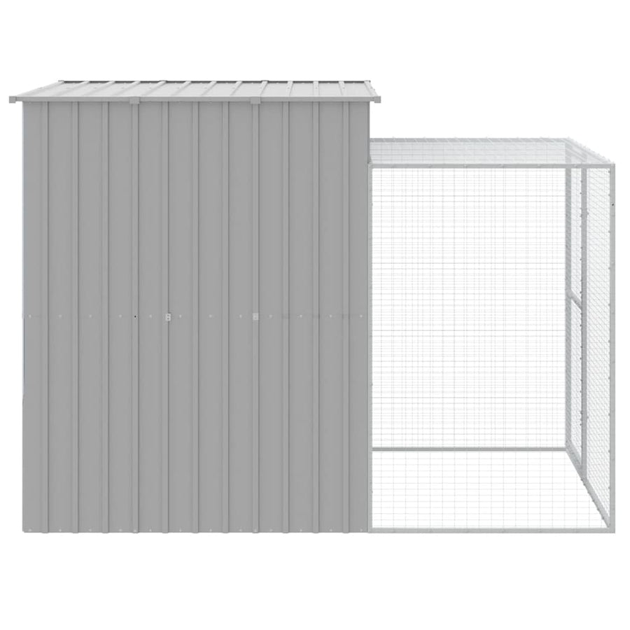 Chicken Cage with Run Light Grey 165x251x181cm Galvanised Steel