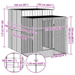 Chicken Cage with Run Light Grey 165x251x181cm Galvanised Steel