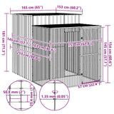 Chicken Cage with Run Light Grey 165x251x181 cm Galvanised Steel - 45-Degree Angle