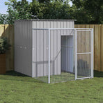 Chicken Cage with Run Light Grey 165x251x181cm Galvanised Steel