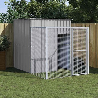 Chicken Cage with Run Light Grey 165x251x181cm Galvanised Steel