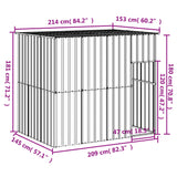 Dog House with Roof Anthracite 214x153x181 cm Galvanised Steel - 45-Degree Angle