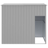 Dog House with Roof Light Grey 214x153x181 cm Galvanised Steel - Side View