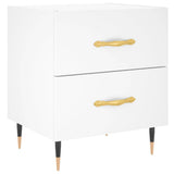 Bedside Cabinet White 40x35x47.5 cm Engineered Wood - Front View