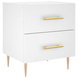 Bedside Cabinet White 40x35x47.5 cm Engineered Wood - Front View