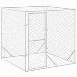 Outdoor Dog Kennel Silver 2x2x2 m Galvanised Steel - Front View