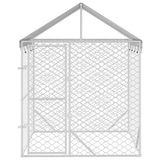 Outdoor Dog Kennel with Roof Silver 2x2x2.5 m Galvanised Steel - Side View