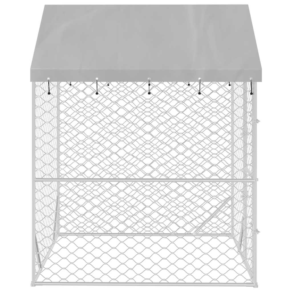 Outdoor Dog Kennel with Roof Silver 2x2x2.5 m Galvanised Steel