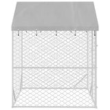 Outdoor Dog Kennel with Roof Silver 2x2x2.5 m Galvanised Steel - Top-Down View