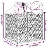 Outdoor Dog Kennel with Roof Silver 2x2x2.5 m Galvanised Steel - 45-Degree Angle