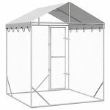 Outdoor Dog Kennel with Roof Silver 2x2x2.5 m Galvanised Steel - Rear View