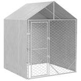 Outdoor Dog Kennel with Roof Silver 2x2x2.5 m Galvanised Steel - Front View