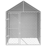 Outdoor Dog Kennel with Roof Silver 2x2x2.5 m Galvanised Steel - Side View