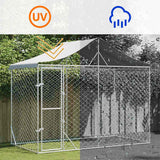 Outdoor Dog Kennel with Roof Silver 3x1.5x2.5 m Galvanised Steel - 45-Degree Angle