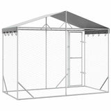 Outdoor Dog Kennel with Roof Silver 3x1.5x2.5 m Galvanised Steel