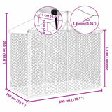Outdoor Dog Kennel with Roof Silver 3x1.5x2.5 m Galvanised Steel - Rear View