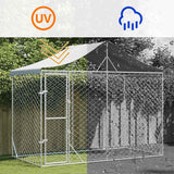 Outdoor Dog Kennel with Roof Silver 3x1.5x2.5 m Galvanised Steel - Close-Up Angle