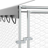 Outdoor Dog Kennel with Roof Silver 3x1.5x2.5 m Galvanised Steel