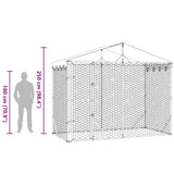 Outdoor Dog Kennel with Roof Silver 3x1.5x2.5 m Galvanised Steel
