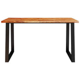 Dining Table with Live Edge 140x80x75 cm Solid Wood Acacia - Top-Down View