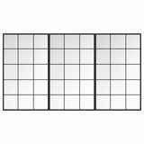 Wall Mirrors 3 pcs Black 100x60 cm Metal - Front View