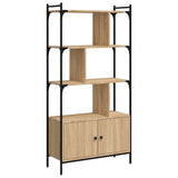 Bookcase with Doors Sonoma Oak 76.5x30x154.5 cm Engineered Wood - Front View