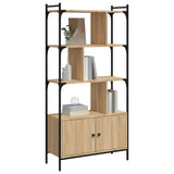 Bookcase with Doors Sonoma Oak 76.5x30x154.5 cm Engineered Wood - Side View