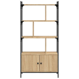Bookcase with Doors Sonoma Oak 76.5x30x154.5 cm Engineered Wood - 45-Degree Angle