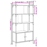 Bookcase with Doors Sonoma Oak 76.5x30x154.5 cm Engineered Wood - Extra Image