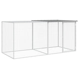 Chicken Cage with Roof Light Grey 203x98x90 cm Galvanised Steel - Front View