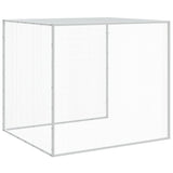 Chicken Cage with Roof Light Grey 203x98x90 cm Galvanised Steel - Close-Up Angle