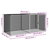 Chicken Cage with Roof Light Grey 203x98x90 cm Galvanised Steel - Low Angle