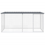 Chicken Cage with Roof Anthracite 203x98x90 cm Galvanised Steel - Side View