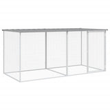 Chicken Cage with Roof Light Grey 203x98x90 cm Galvanised Steel - Front View