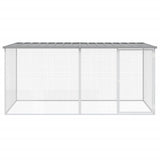 Chicken Cage with Roof Light Grey 203x98x90 cm Galvanised Steel - Side View