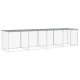 Chicken Cage with Roof Light Grey 403x98x90 cm Galvanised Steel - Front View