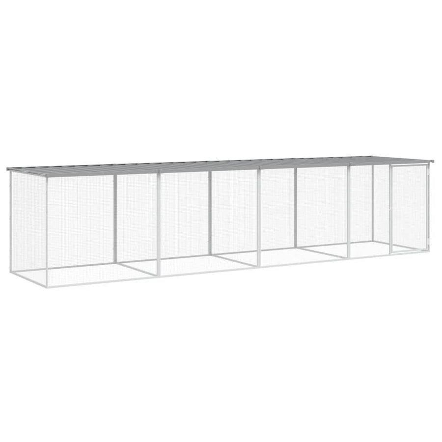 Chicken Cage with Roof Light Grey 403x98x90 cm Galvanised Steel