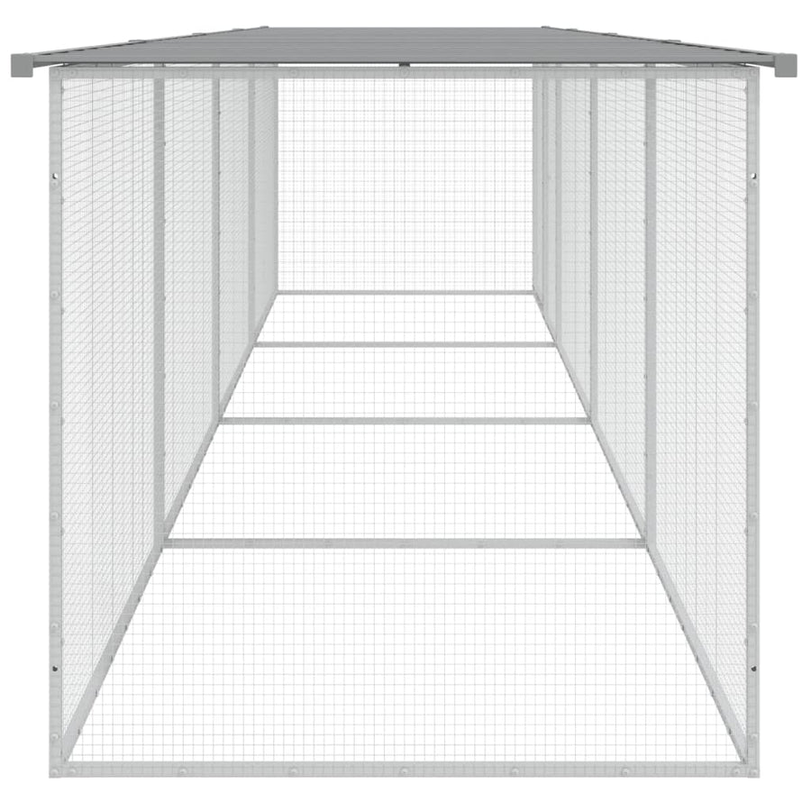 Chicken Cage with Roof Light Grey 403x98x90 cm Galvanised Steel
