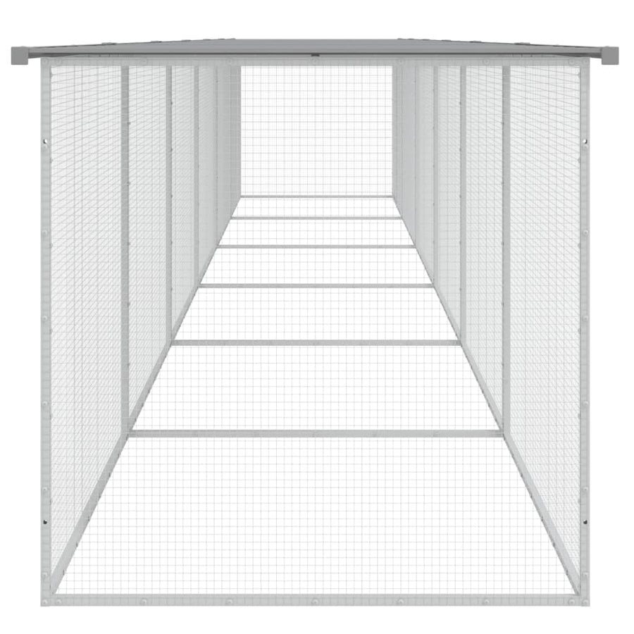 Chicken Cage with Roof Light Grey 603x98x90 cm Galvanised Steel