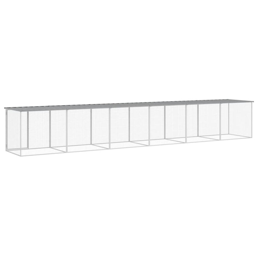 Chicken Cage with Roof Light Grey 603x98x90 cm Galvanised Steel
