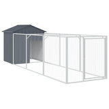 Dog House with Roof Anthracite 117x405x123 cm Galvanised Steel - Front View