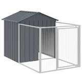 Dog House with Roof Anthracite 117x405x123 cm Galvanised Steel - Rear View