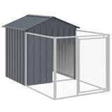 Dog House with Roof Anthracite 117x609x123 cm Galvanised Steel - Rear View