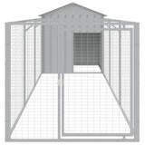 Dog House with Roof Light Grey 117x405x123 cm Galvanised Steel - Side View