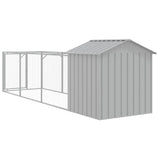 Dog House with Roof Light Grey 117x405x123 cm Galvanised Steel - 45-Degree Angle