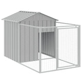 Dog House with Roof Light Grey 117x405x123 cm Galvanised Steel - Rear View