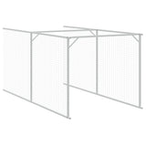 Dog House with Roof Light Grey 117x405x123 cm Galvanised Steel - Close-Up Angle
